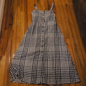 Mango Blue Checked Maxidress NWOT L